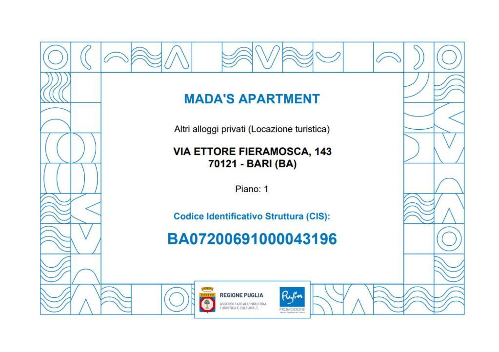 Mada'S Apartment Deluxe Bari Kültér fotó